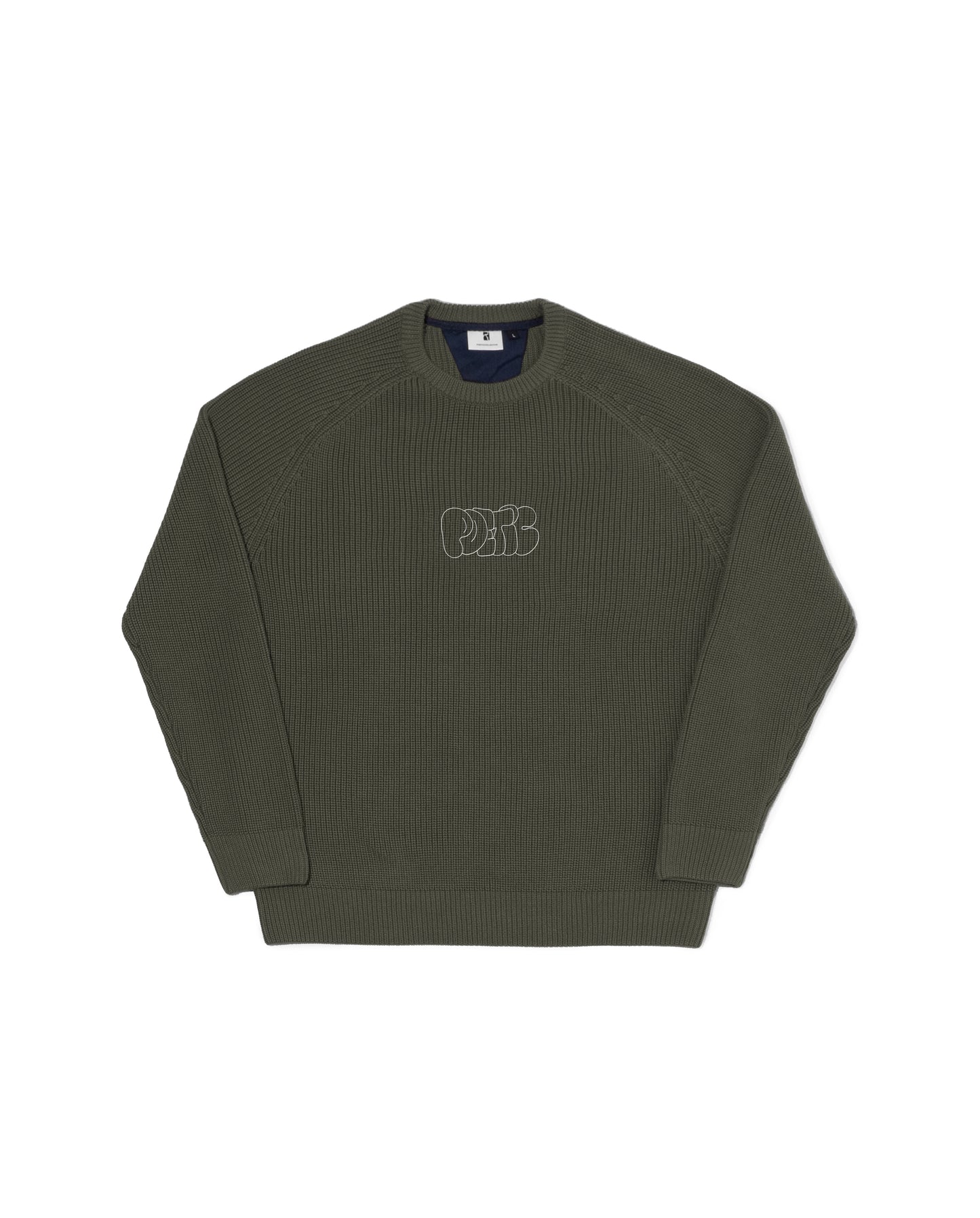 Bubble Embroidery Knitted Crewneck - Olive