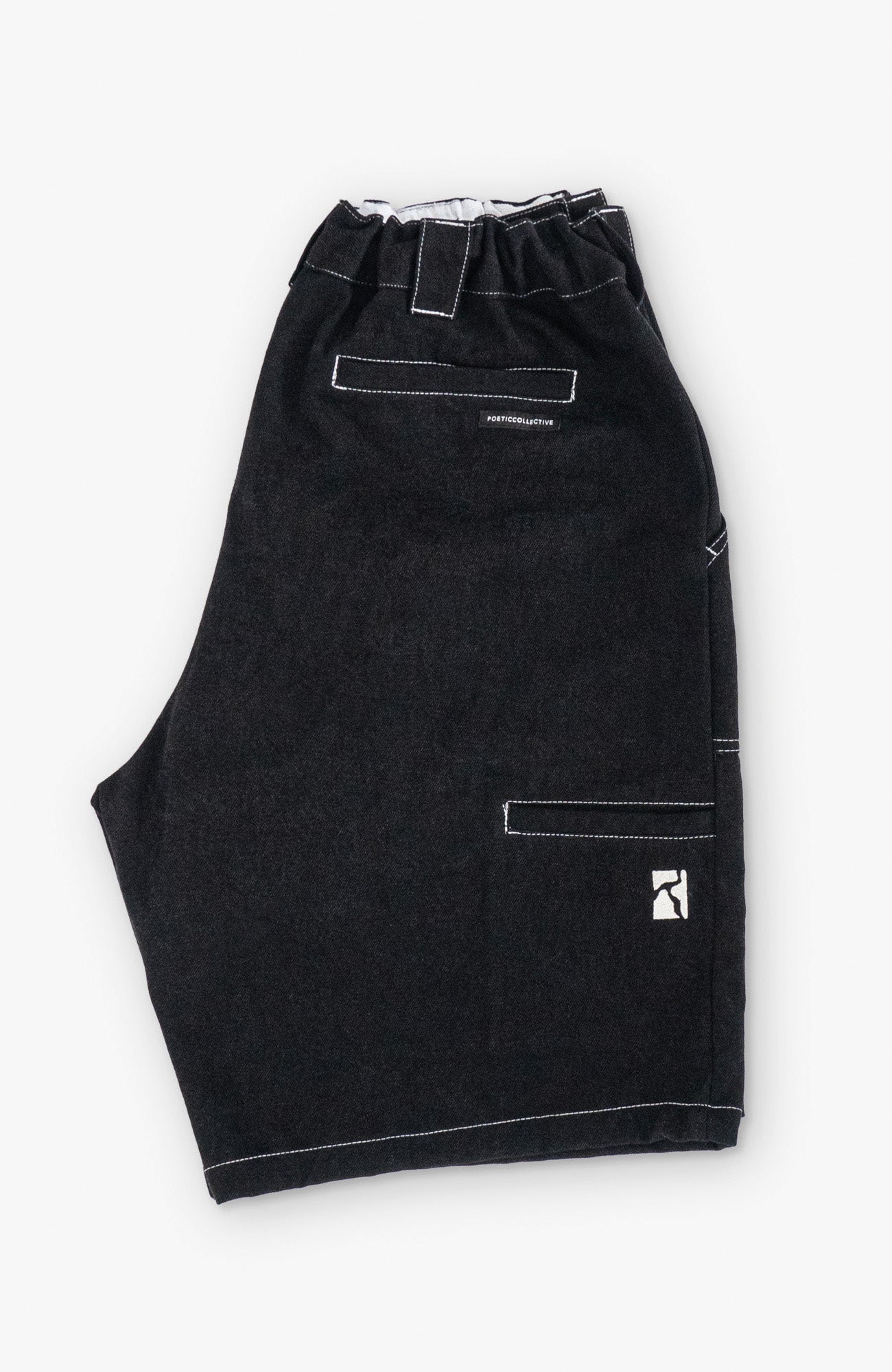 Painter Shorts - Black Denim w. White Stitiching