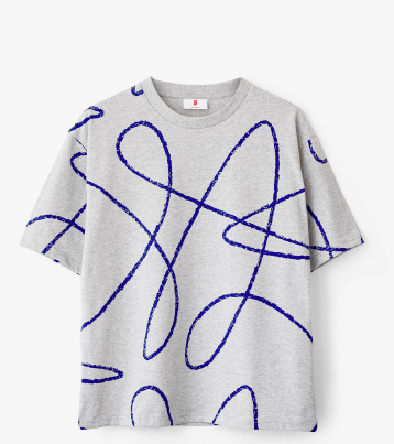 Doodle Pattern T-Shirt - Heather Grey