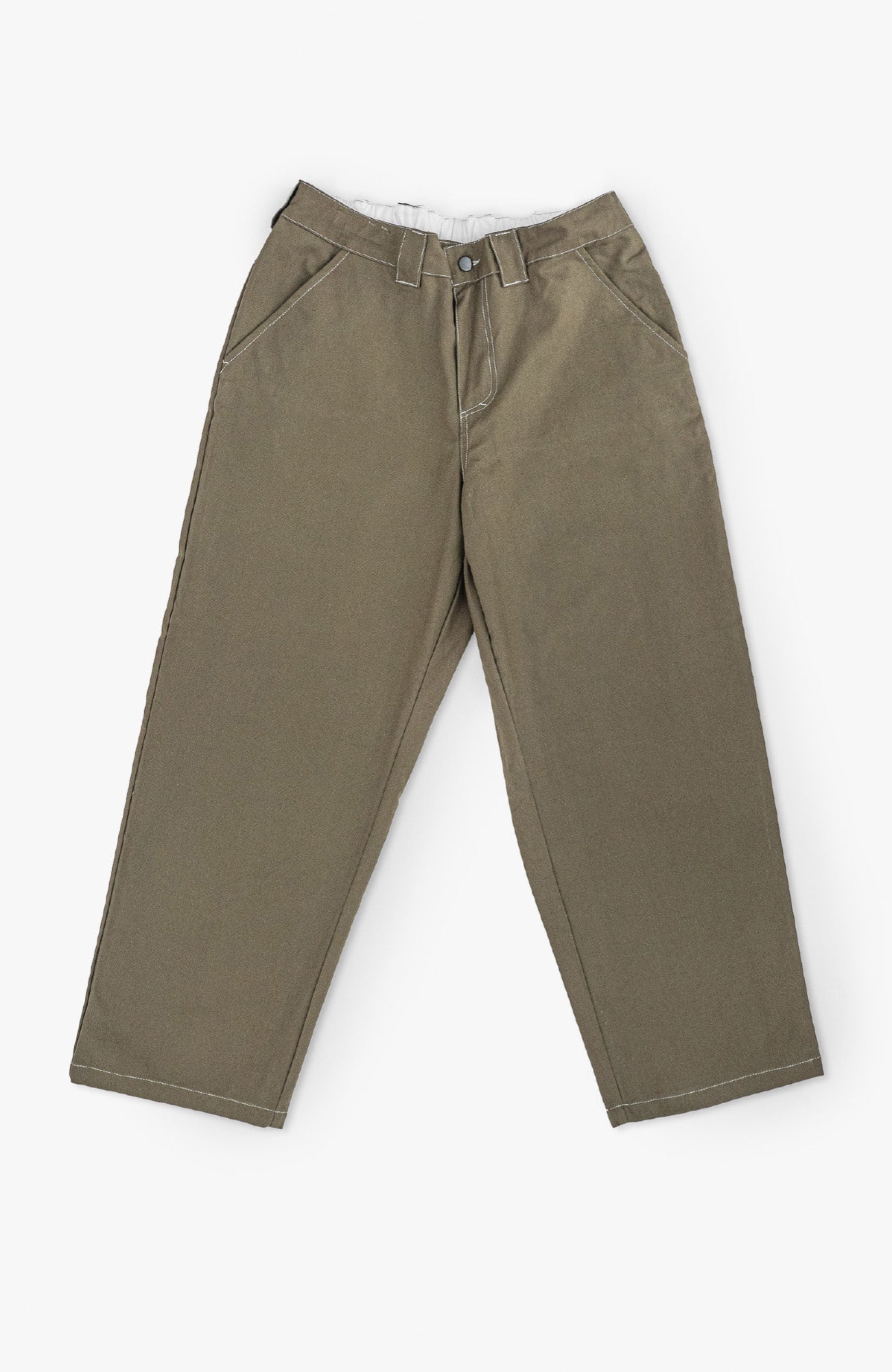 Poet Pants - Olive Canvas w. White Seams