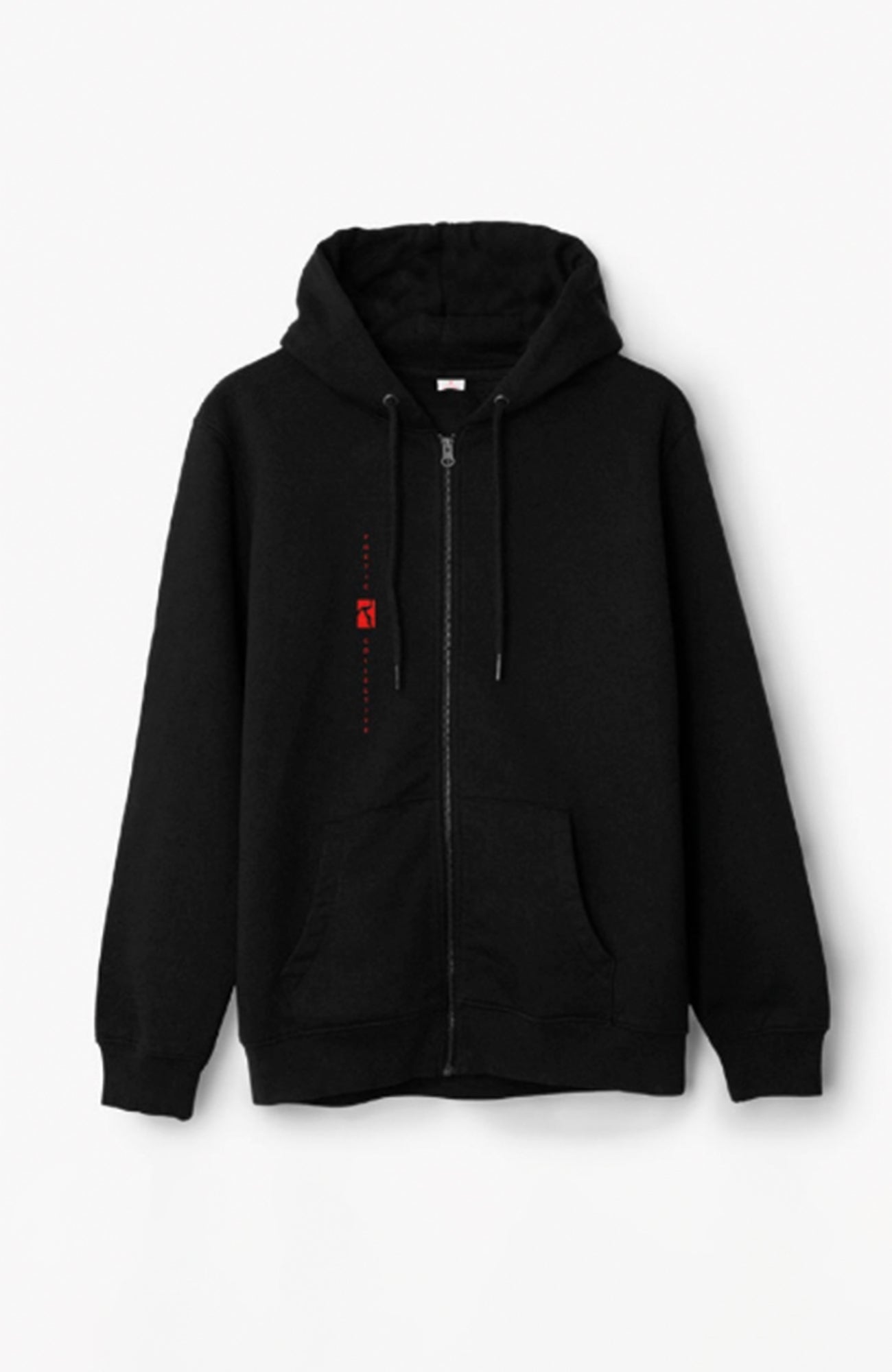 Zip Hoodie - Black w. Red Embroidery
