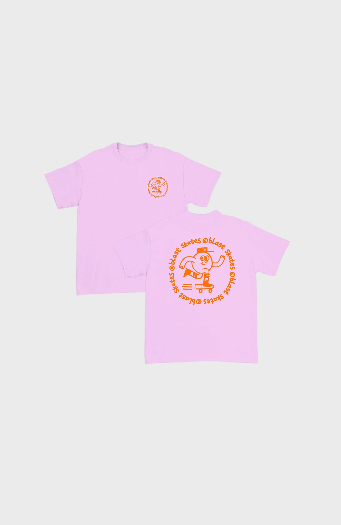 JUNIOR ROUND LOGO T-shirt PINK, kid sized - Orange print