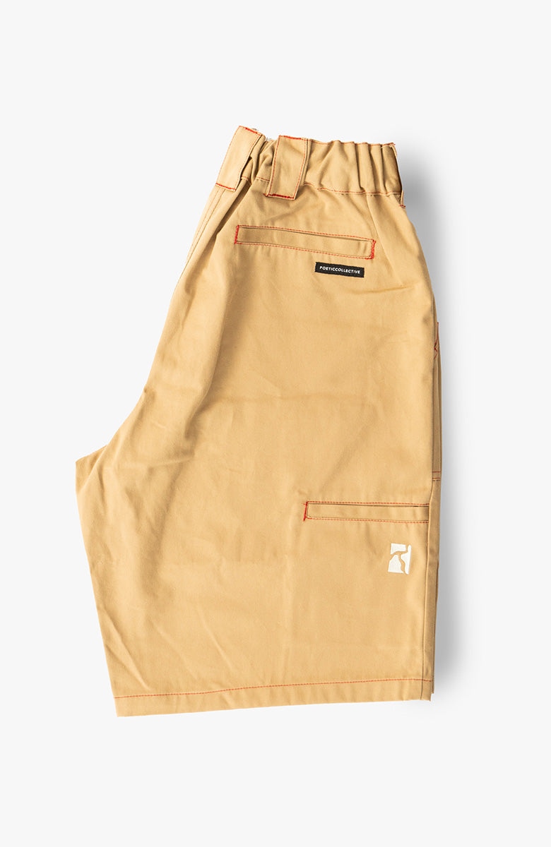 Painter Shorts - Khaki w. Red Seams