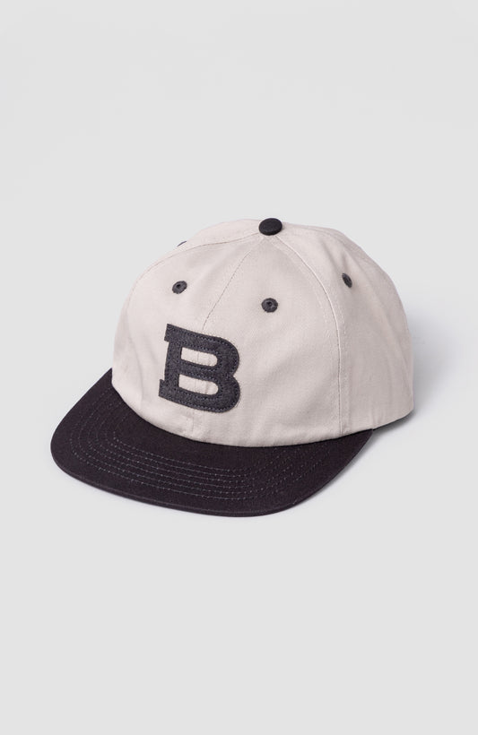 6 PANEL - FELT 'B' CAP - White Black