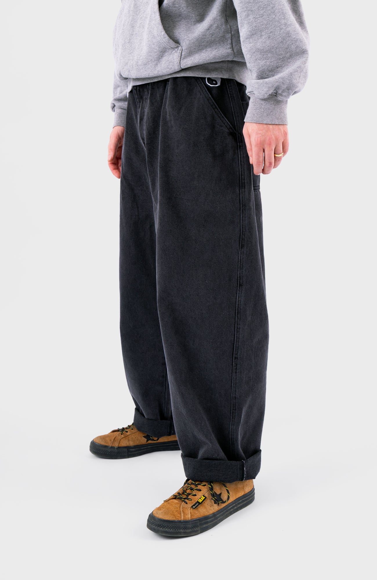 YIN YANG PANTS - Black washed Denim