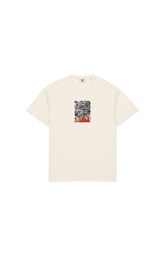 Burning Skull T-Shirt - Ivory