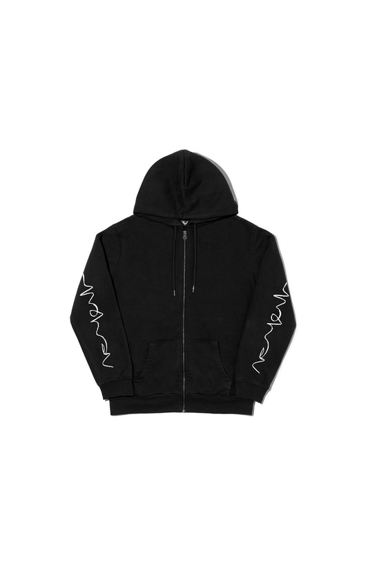 Crayon Arm Zip Hoodie - Black