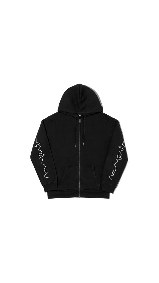 Crayon Arm Zip Hoodie - Black