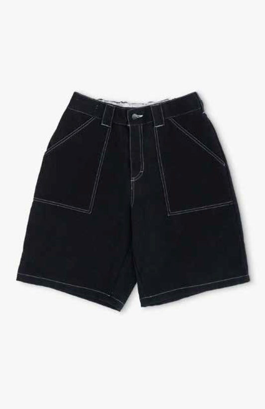 Painter Shorts - Black denim w. white stitching