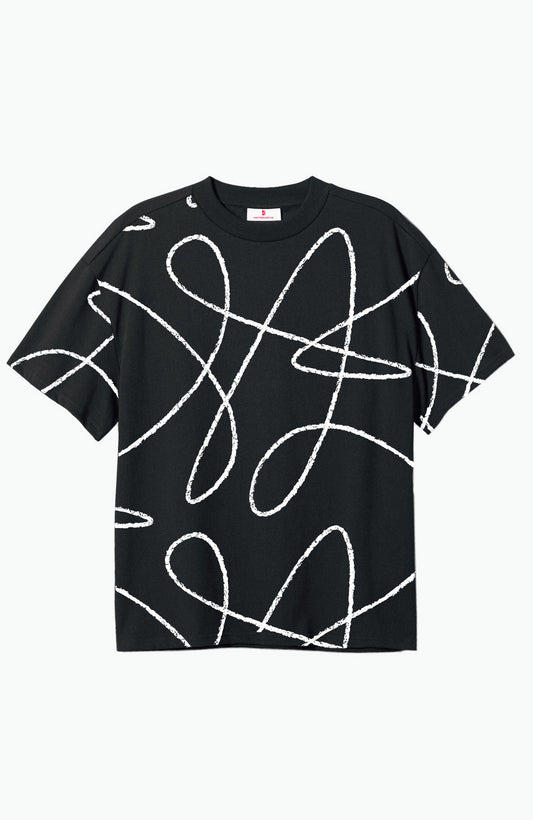 Doodle Pattern T-Shirt - Black