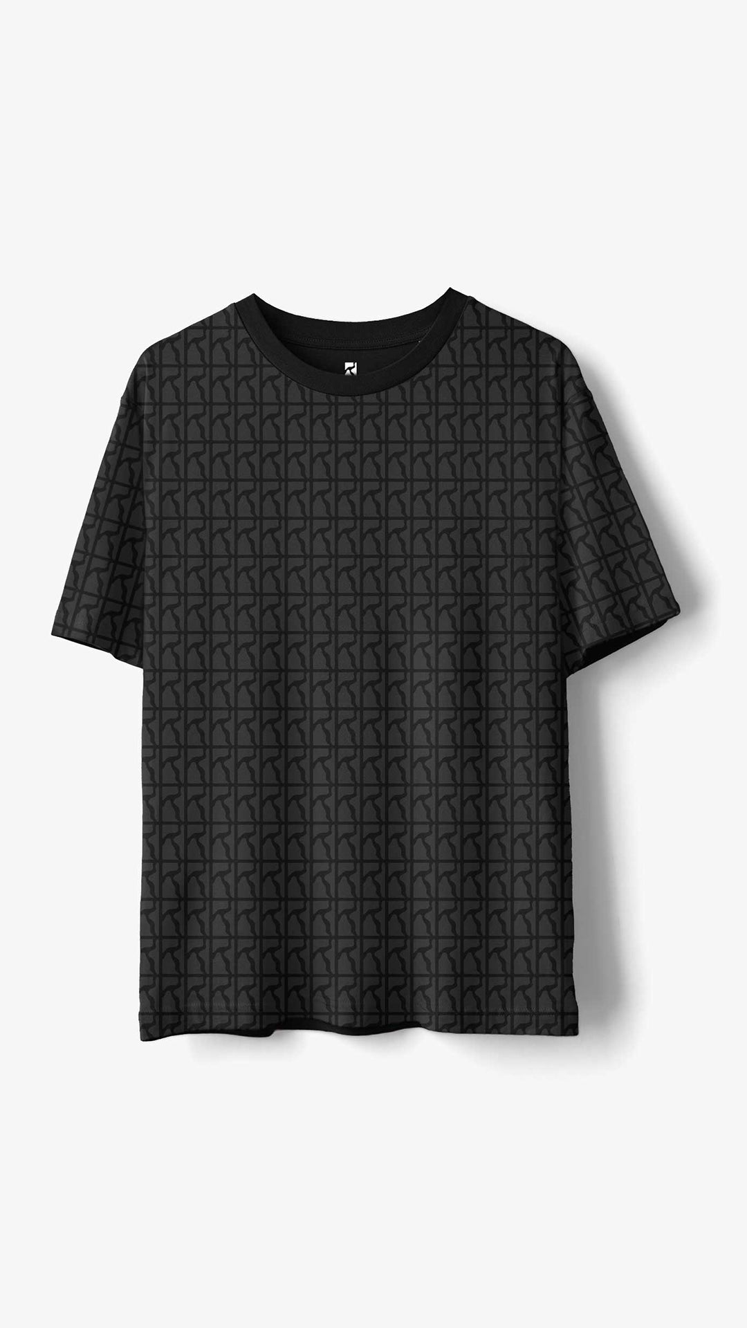 Logo Pattern, T-Shirt - Black on black