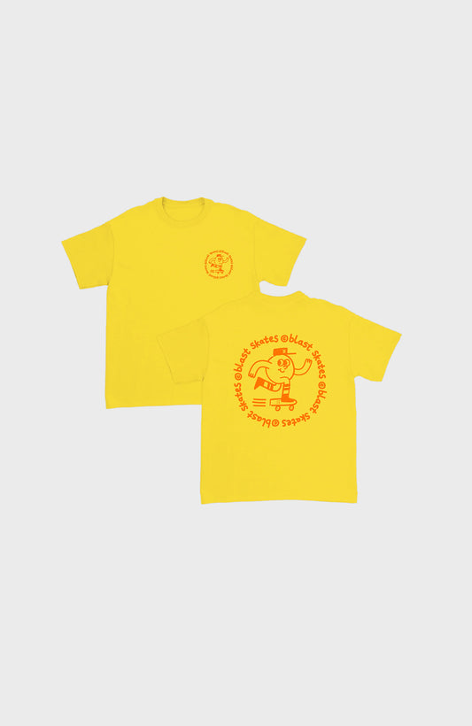 JUNIOR ROUND LOGO T-shirt YELLOW, kid sized - Orange print