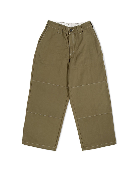 Sculptor Pant - Olive Canvas with White Stitching